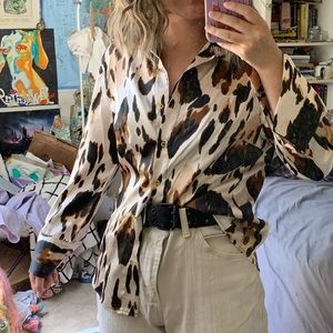 Silky Roberto cavalli abstract leopard blouse